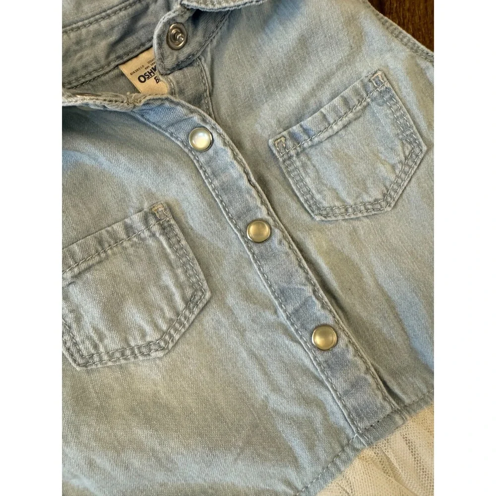 OshKosh‎ B'gosh Girls Dress 18 Months Denim Tulle Tutu Skirt Clothes Sleeveless